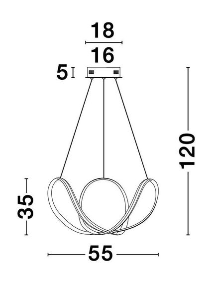 Nova Luce APUS LED Pendelleuchte Schwarz 45W Warmweiss 120x55cm dimmbar 9348053