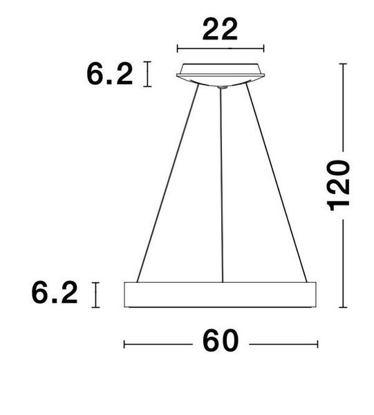 Nova Luce RANDO THIN LED Pendelleuchte Schwarz 50W Warmweiss 120x60cm dimmbar 9453453