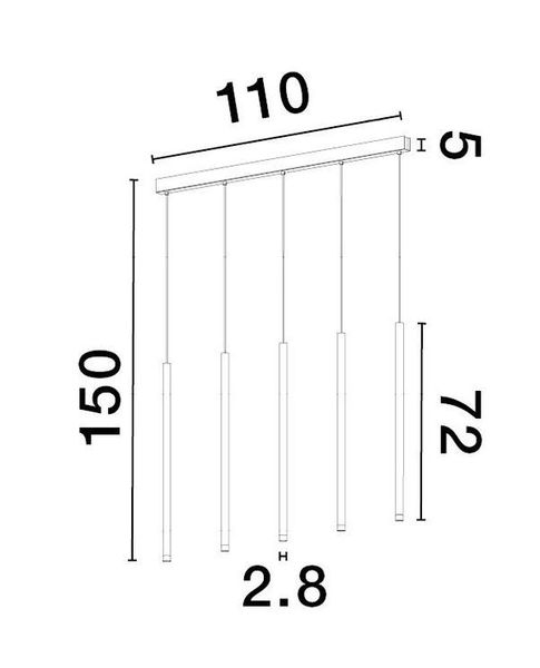 Nova Luce DANDIA LED Pendelleuchte Schwarz 27W Warmweiss 110x2,8x150cm 9540202