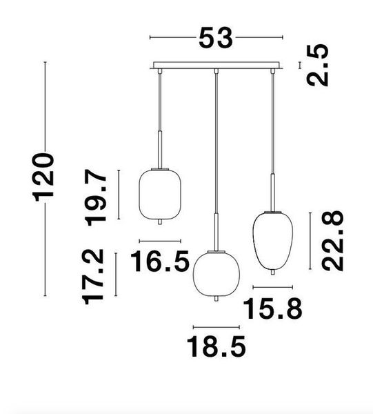 Nova Luce LATO Pendelleuchte E14 3-fach Gold 53x9x120cm dimmbar 9624067