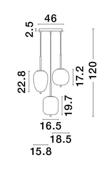 Nova Luce LATO Pendelleuchte E14 3-fach Gold 120x46cm dimmbar 9624082