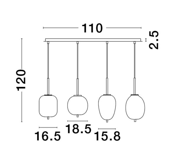 Nova Luce LATO Pendelleuchte E14 4-fach Gold 110x18,5x120cm dimmbar 9624083