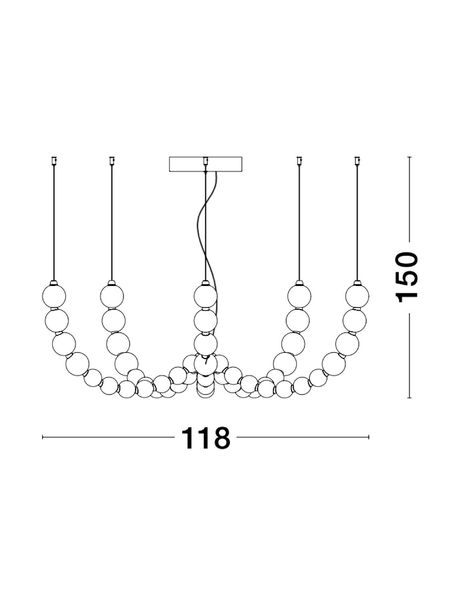 Nova Luce PERLA LED Pendelleuchte Gold 125W Warmweiss 150x118cm dimmbar 9695203