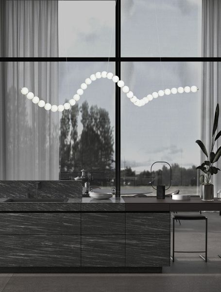 Nova Luce PERLA LED Pendelleuchte Chrom 98W Warmweiss 167x42x200cm dimmbar 9695206