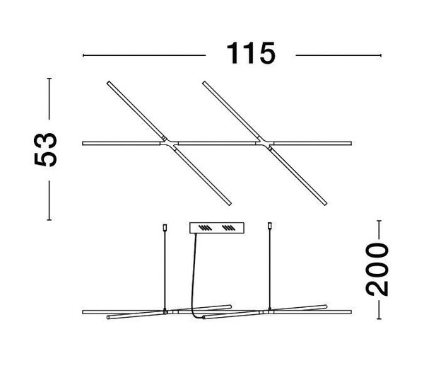 Nova Luce RACCIO LED Pendelleuchte Schwarz 27W Warmweiss 115x53x200cm dimmbar 9695213