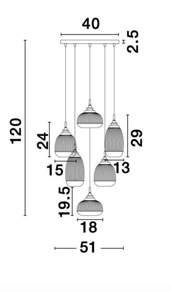 Nova Luce MOND Pendelleuchte E14 6-fach Gold 120x51cm dimmbar 9731215