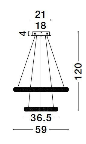 Nova Luce MEDORA LED Pendelleuchte Messing 41,5W Warmweiss 120x59cm dimmbar 9748156