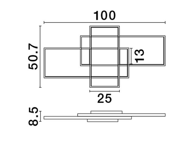 Nova Luce CLEA LED Deckenleuchte Weiß 58W Steuerbare Lichtfarbe 100x50,7x8,5cm dimmbar 9756721