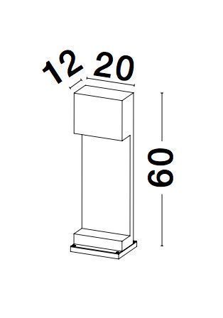 Nova Luce GRANTE Wegeleuchte GU10 Grau 2x10W IP65 20x12x60cm dimmbar 9790022