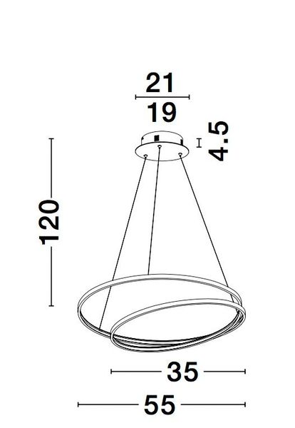 Nova Luce GRANIA LED Pendelleuchte Schwarz 25W Warmweiss 120x55cm dimmbar 9818511