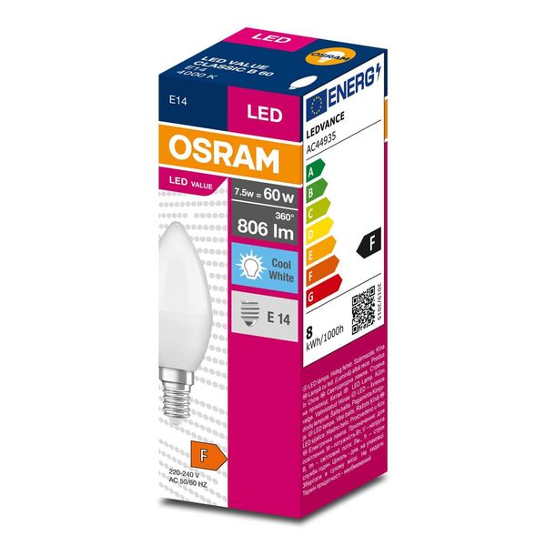 OSRAM LED VALUE CLASSIC B 60 7.5WE14 Lampe 806lm 4000K neutralweiss wie 60W 4058075311886