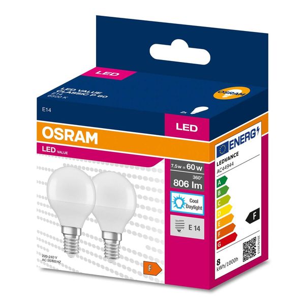 OSRAM LED VALUE CLASSIC 60 7.5WE14 Lampe 806lm 6500K tageslichtweiss wie 60W 4058075479319