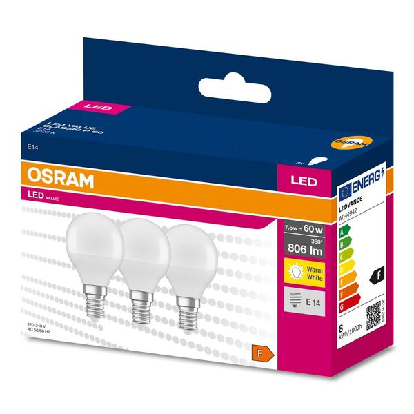 OSRAM LED VALUE CLASSIC 60 7.5WE14 Lampe 806lm 3000K warmweiss wie 60W 4058075627246