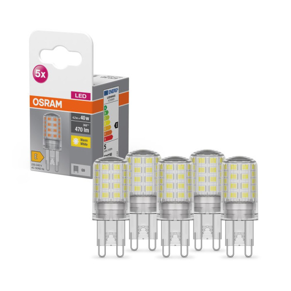 5er-Pack OSRAM LED Lampe PIN G9 40 4.2W G9 klar warmweiss wie 40W 4058075758087