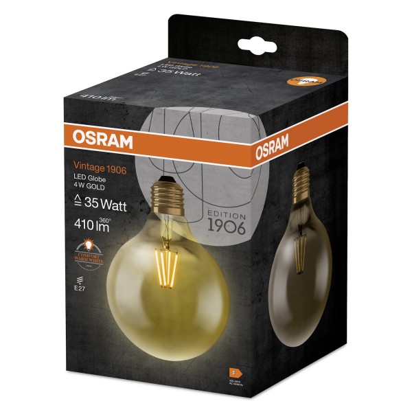 Osram E27 LED Globe Filament Vintage 4W 410Lm warmweiss 4099854091179 wie 35W