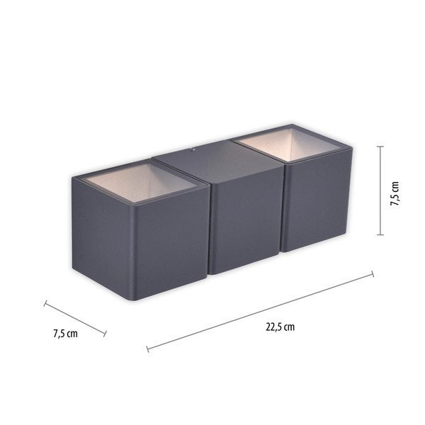 Paul Neuhaus MARCEL LED Wandleuchte Warmweiss 4W 2-fach 7,5-7cm IP54 9658-13