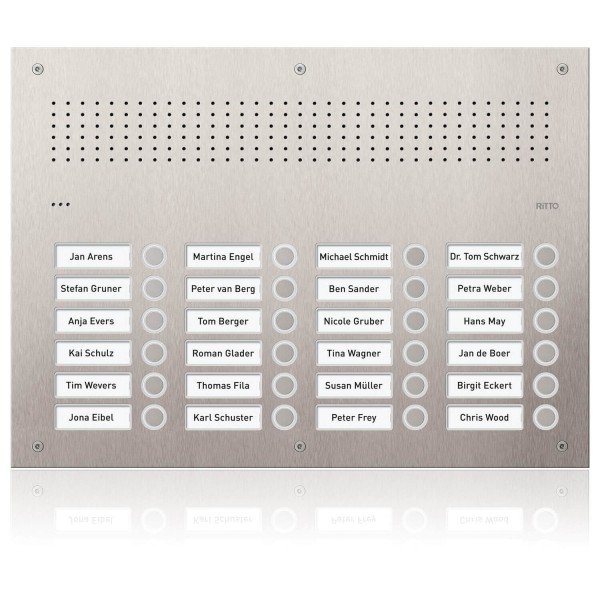 Ritto RGE1814225 Acero pur Edelstahl-Türstation Audio, 24 WE, Edelstahl