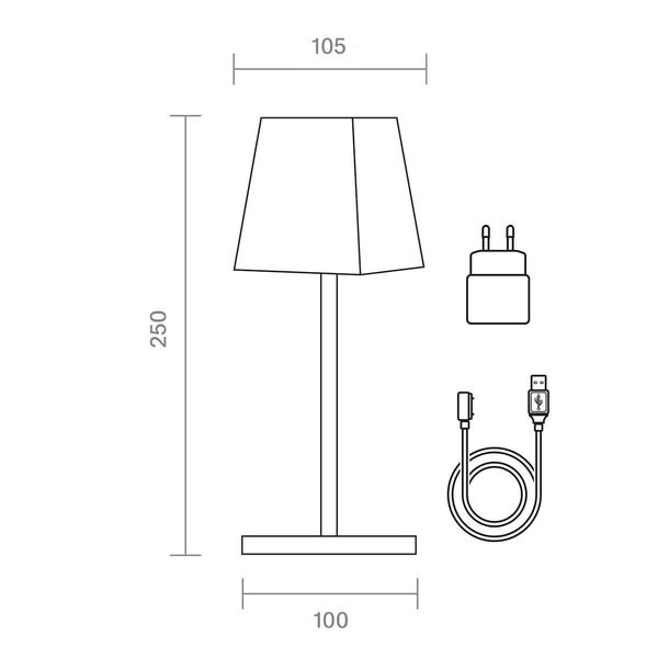 SIGOR Akku-Tischleuchte Nuindie mini 25cm graphitgrau 2,2W FlexMood 2200K/2700K IP54 Ra85 eckig