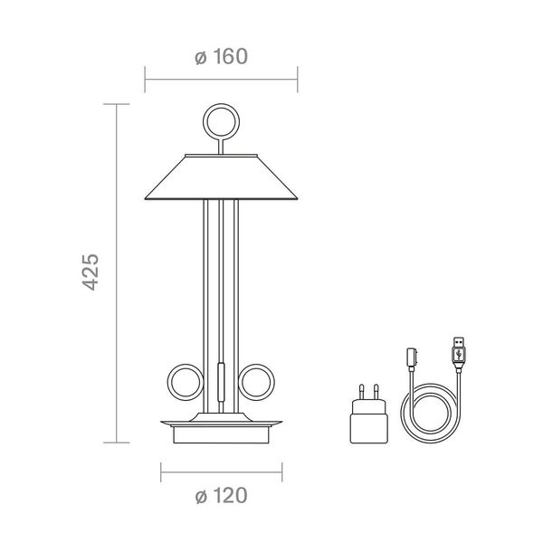 SIGOR Akku-Tischleuchte Nudiderot 42cm kupferfarben 2,2W FlexMood 2200K/2700K IP54 Ra85 dimmbar