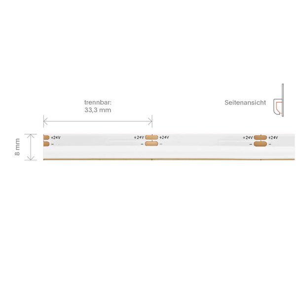 SIGOR 10W/m COB LED-Streifen Sideview 2700K 5m 480 LED/m IP20 24V 400lm/m RA90 Warmweiss