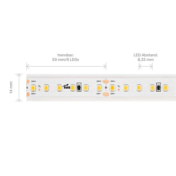 SIGOR 9,6W/m Long Distance LED-Streifen 3000K 20m 120LED/m IP67 24V 740lm/m RA90 Warmweiss