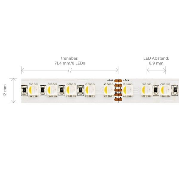 SIGOR 22W/m RGB+W LED-Streifen RGB/3000K 5m 112 LED/m IP20 24V 1657lm RA90