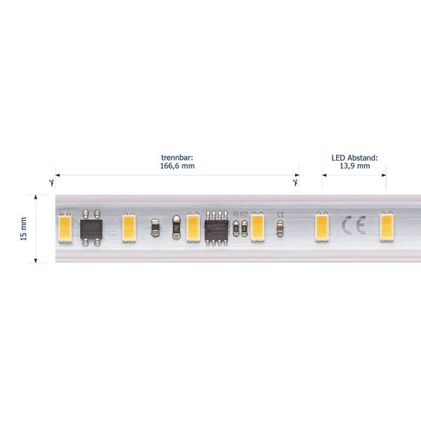 SIGOR 14W/m Hochvolt LED-Streifen 2700K 50m 72LED/m IP65 230V 1230lm/m Ra90