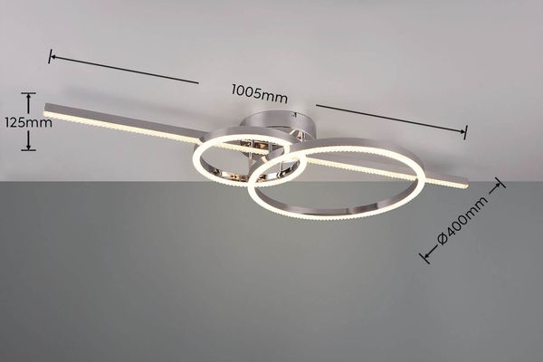 Trio Montilla LED Deckenleuchte  54W dimmbar Chrom CCT einstellbare Lichtfarbe Nachtlicht