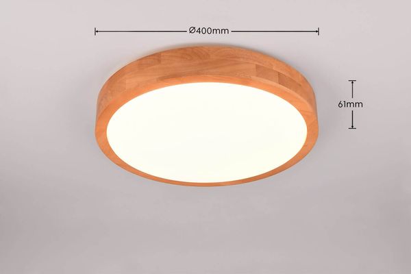 Trio Iseo LED Deckenleuchte  24W ⌀40cm dimmbar Holzfarbig warmweiss