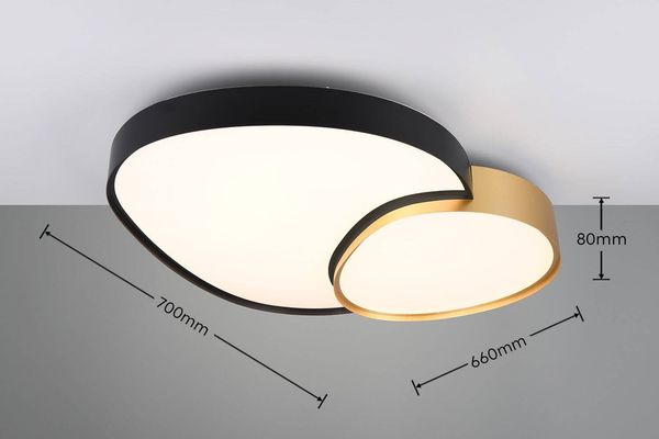 Trio Rise LED Deckenleuchte  45W dimmbar Schwarz-Gold CCT einstellbare Lichtfarbe Nachtlicht