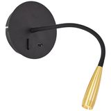 Brilliant Jutta LED Wandspot mit Flexarm und Schalter 2,8W Warmweiß Sand Schwarz Matt Gold USB G99946/86