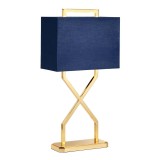 Elstead Cross Tischleuchte E27 Poliertes Gold Marineblau