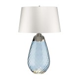 Elstead Lena Tischleuchte E27 74cm Blau getöntes Glas, Off-White Schirm Grauweiß