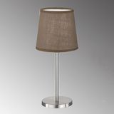 FHL Eve Tischleuchte, Tischlampe E14 Leinen-Stoffschirm braun nickel