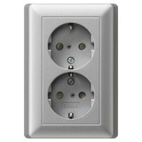 Gira 078326 2-fach-SCHUKO-Steckdose SP + Vollplatte System 55 F Alu