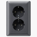 Gira 078328 2-fach-SCHUKO-Steckdose SP + Vollplatte System 55 Anthrazit