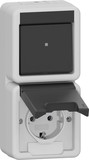 Gira 417630 Kombi Aus-Wechselschalter/SCHUKO-Steckdose senkrecht KD WG AP Grau