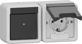 Gira 417730 Kombi Aus-Wechselschalter/SCHUKO-Steckdose waagerecht KD WG AP Grau