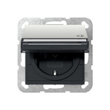 Gira 4410600 SCHUKO-Steckdose KD + Beschriftungsfeld System 55 Edelstahl