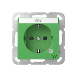 Gira 4452107 SCHUKO-Steckdose Kontroll GN + Beschriftungsfeld SV System 55 Grün