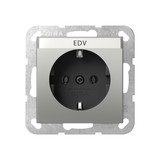 Gira 4457600 SCHUKO-Steckdose Beschriftungsfeld System 55 Edelstahl(lack.)