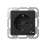 Gira 4458005 SCHUKO-Steckdose Aufdruck EDV System 55 Schwarz m