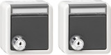 Gira 456030 Set 2x SCHUKO KD Schloss gleich + Beschriftungsfeld WG AP Grau