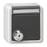 Gira 456930 SCHUKO-Steckdose KD Schloss gleich + Beschriftungsfeld WG AP Grau