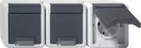 Gira 478930 3-fach-SCHUKO-Steckdose waagerecht KD WG AP Grau