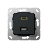 Gira 567810 HDMI USB 3.0 A Kpl. Einsatz Schwarz m