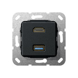 Gira 567910 HDMI USB 3.0 A K-poligeitsche Einsatz Schwarz m