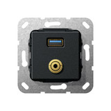 Gira 568710 USB 3.0 A M-Klinke K-poligeitsche Einsatz Schwarz m