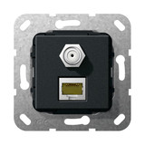 Gira 569710 Modular-Jack RJ45 Cat.6A 10 Gbit SAT-F-Buchse Kpl. Einsatz Schwarz m