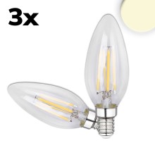 ISOLED E14 LED Kerze, 4W, klar, warmweiß, 3er Pack